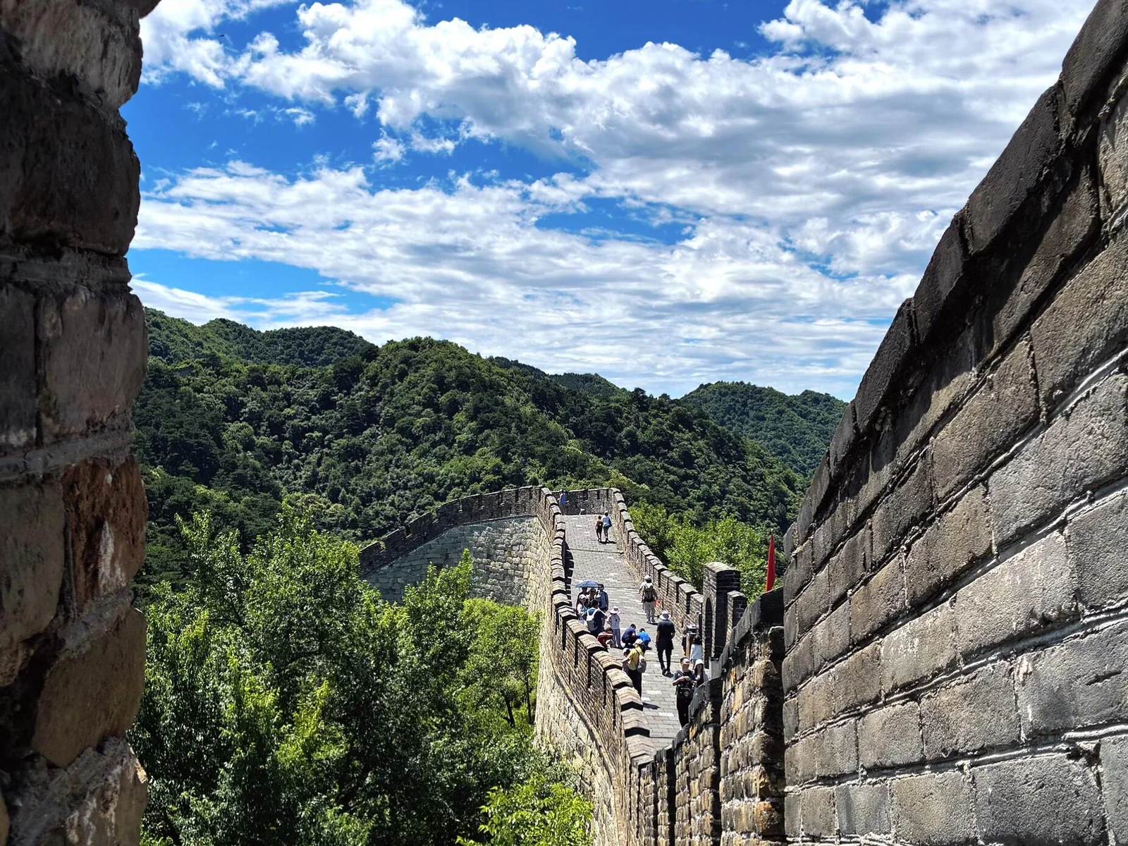 Mutianyu Great Wall between mountain ridges