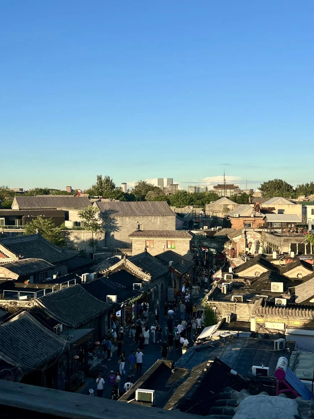 Hutong rooftops in evening light